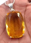 100 Ct Natural Yellow Sapphire Cushion Cut Pendant 925 Silver Free Chain 6MGF
