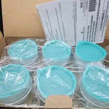 Pampered Chef Mini Freezer Bowls & Rack #100181 New Teal Blue Lid New
