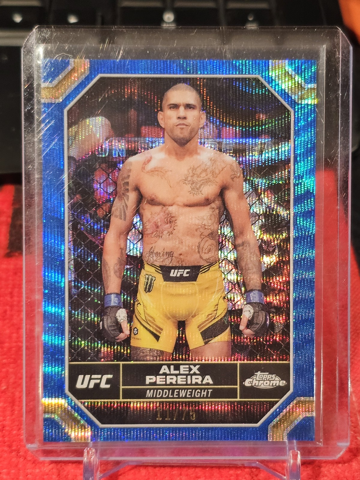 2024 Topps Chrome UFC #4 Alex Pereira Blue Wave Refractor 11/75