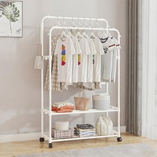 Freestanding Clothes Rack, Double Rod Layered Garment Rack for Hanging Clothes