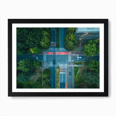 Top View Road Italy Milan, San Dona Framed Wall Art Poster Canvas Print Picture