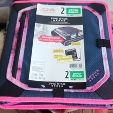 Five Star 2 Inch Zipper Binder Blue Pink 580 Sheet Capacity 12 3/4 x 12 in