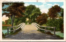 Antique North Bridge Concord MA 1924 - Half Tone Photo Postcard