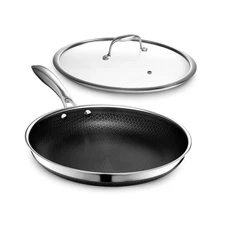 HexClad 12 Inch Hybrid Stainless Steel Frying Pan with Stay Cool Handle,