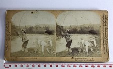 AN ARTIST IN HIS LINE FISHING Antique SEPIA UNDERWOOD Victorian Stereoview