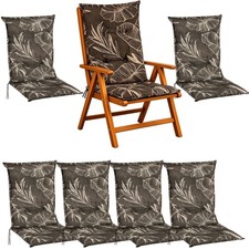 BURI 6x Hochlehner Auflagen Sitzkissen Polster Gartenstuhlauflagen Grau Blätter