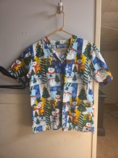 Snowman Unisex Scrub Top XS Short Sleeve Graphic