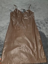 fashion nova natalie faux leather mini dress 75322 women dress size L color brow