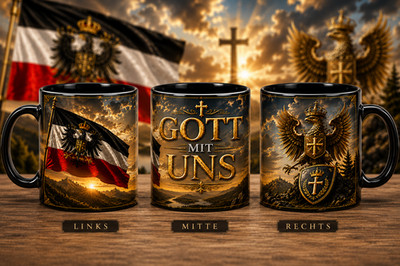 Gott mit uns Tasse schwarze Edition Rarität Preussen Adler