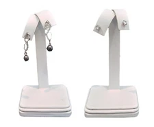 N'ice Packaging 2 Pieces - White Faux Leather Earring Tree Display 4.25H Fan-...