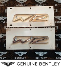 Authentic Bentley GT GTC Chrome W12 Logo Fender Wing Badges X 2 OEM