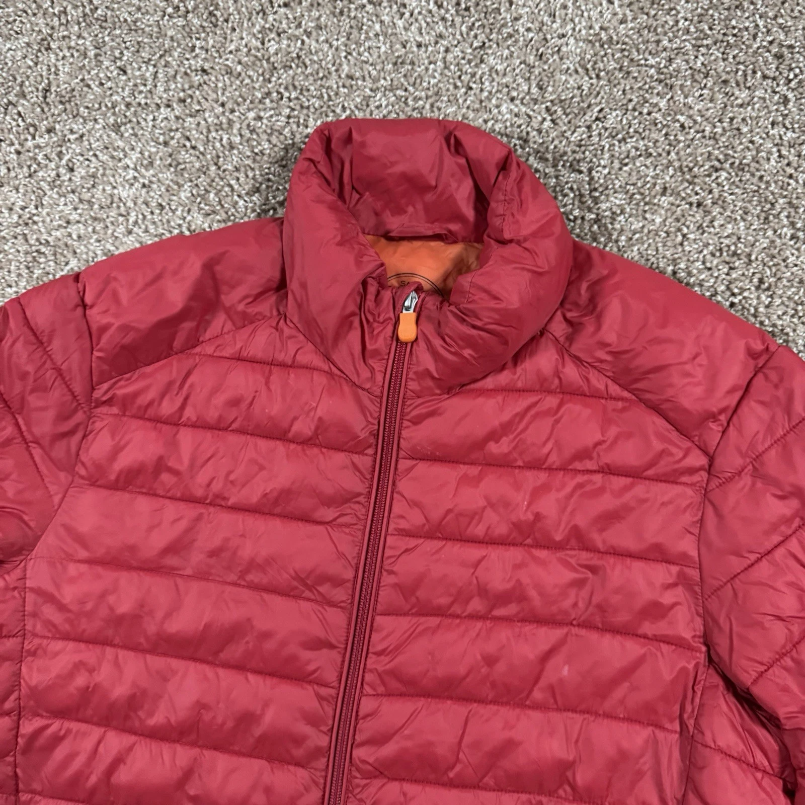 Save the Duck Ultra Light Jacket Puffer Mens Size Small Full Zip Plumtech Red image 9