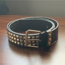 Black Studded Punk Metal Adjustable Belt for Men with Silver Buckle