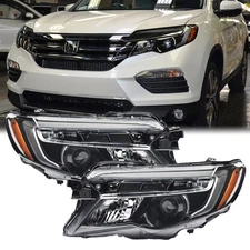 Pair Halogen Headlights Assembly For 2016-21 Honda Pilot 17-20 Ridgeline 2 Pins