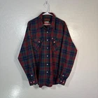 Dixxon Shirt Mens XL Plaid Flannel Long Sleeve Snap Button Red Green Show