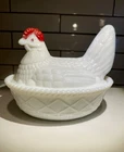 Westmoreland, Vintage, Milk glass, Split Tail  Hen on Nest  5.5 inches