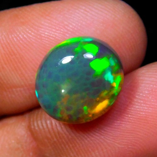 Very Rare Honeycomb Black Ethiopian Opal Cabochon Gemstone Backside Natural Sand - Picture 2 of 4