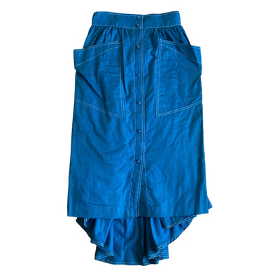 Thierry Mugler 80s 90s electric cobalt blue pleated pencil skirt & front buttons
