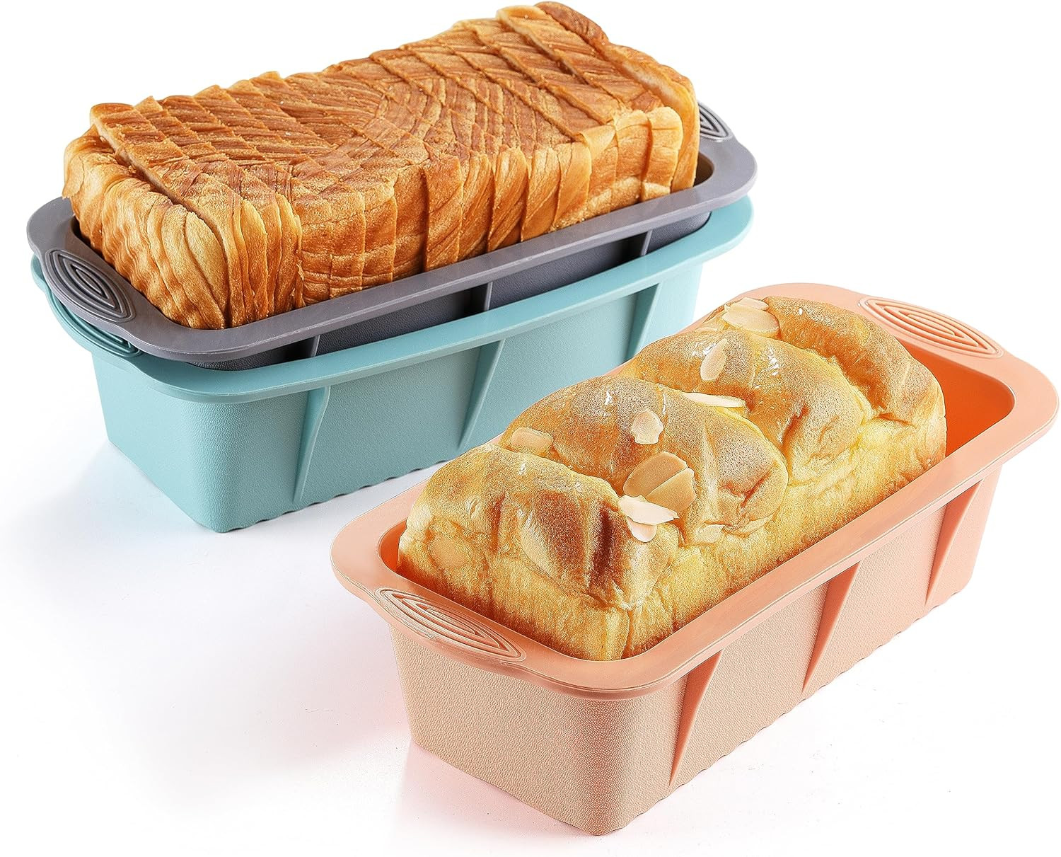 3PCS Silicone Bread Loaf Pan, Non-Stick Bread Pans Easy Release Loaf Pan