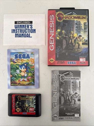 RARE Vintage Shadowrun for Sega Genesis Complete In Box CIB Video Game