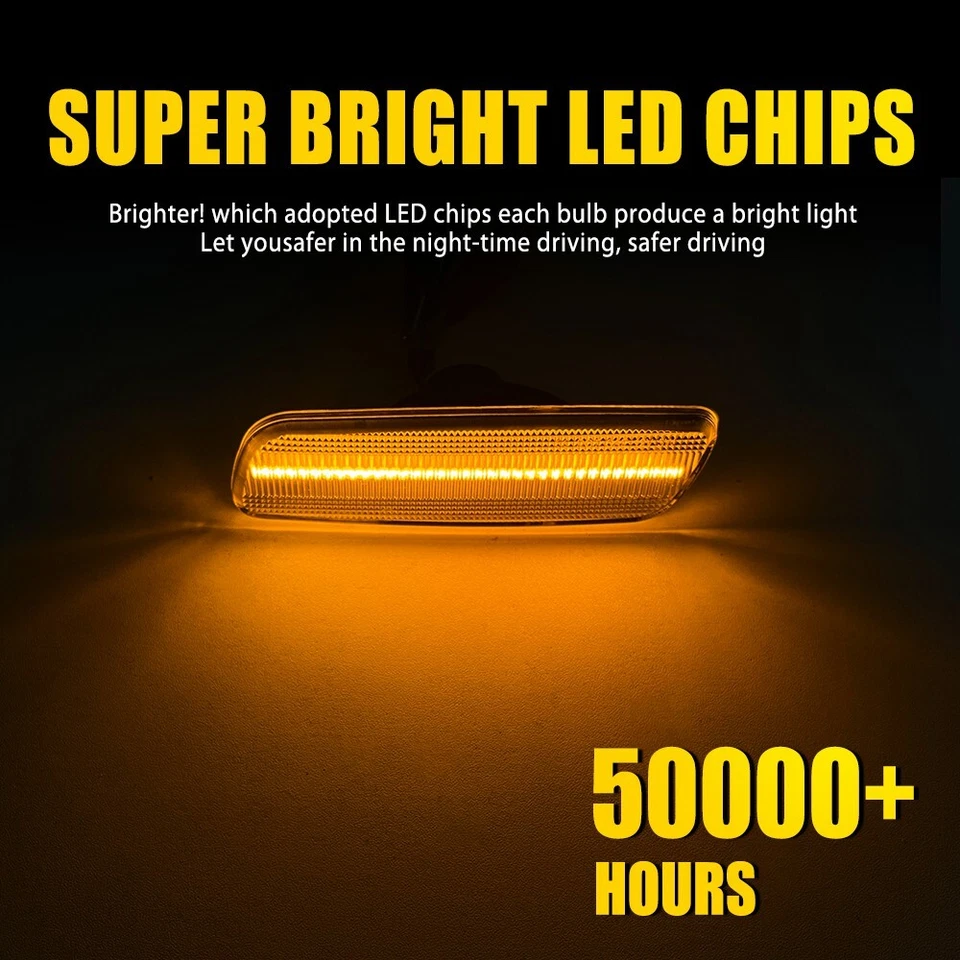 For Lexus GS300 GS430 IS300 LS400 Clear Amber LED Bumper Side Marker Lights Lamp - Image 3 of 4