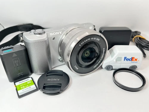 Sony Alpha A5000 Mirrorless Camera Silver 16-50mm Lens Tested 35languages B368
