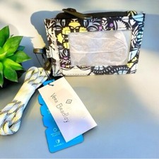 Vera Bradley Reactive RFID Lanyard Card Case Plaza Medallion Print Black Blue