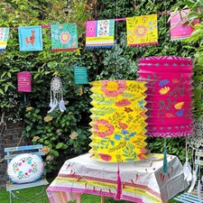 BOHO FLORAL GARLAND LANTERN Birthday Bohemian Garden Summer Party Decor Hanging