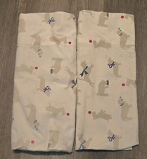 Christmas Dogs Pillow Cases Pair Standard Size Light Beige Holiday Puppies