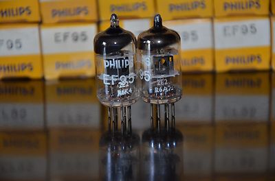 Matched Pair EF95 5654 6AK5W Mullard O getter rebranded Philips Microphone tube
