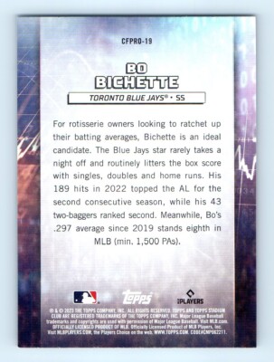 新庄剛志 WCBF STADIUM LEGENDS THE SELECTED16 2022 Stadium Club Team of the Future TOF-1 Bo Bichette Toronto