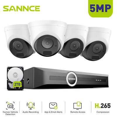 SANNCE 8CH NVR 5MP AI POE Security IP Camera System Audio Recording CCTV IR 2TB