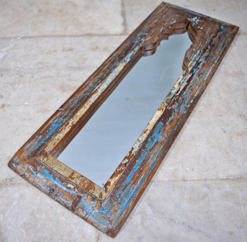Antique Wooden Wall Décor Mirror Frame Original Old Hand Crafted - Picture 5 of 5