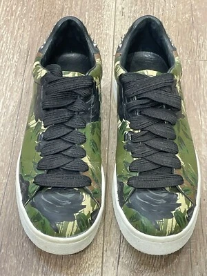 Coach Baskets Camouflage En Cuir Femme Taille 37,5 En Excellent État - Photo 1/4