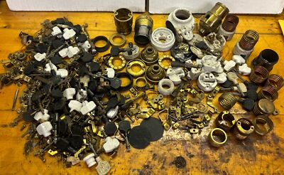 Lot Of Antique Vintage Electric Lamp Light Turn Socket Interior Parts