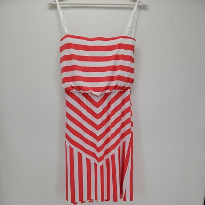 Free Shipping Bisou Bisou Red White Striped Dress Size 4 Beach Sun Strapless
