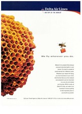 1997 Delta Air Lines Honeycomb Bee Briefcase Vintage Print Advertisement