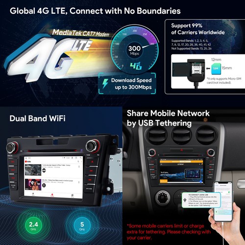 4G Android 14 8-Core Car Play Stereo GPS DVD Player Radio 4+64GB For Mazda CX-7 - Picture 8 of 13