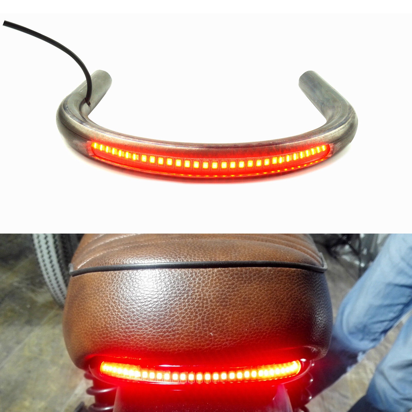 230MM Width Cafe Racer Motorcycle Seat Frame Hoop Flat Loop with LED Tail Lights