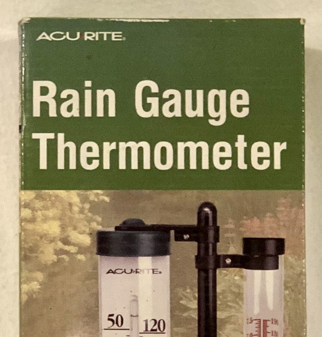 AcuRite Rain Gauge & Thermometer Swivel Combination Measure Up To 7.5