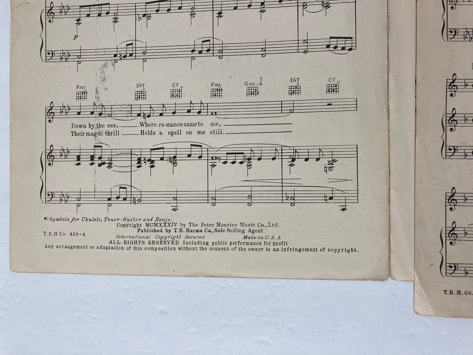 1934 ISLE OF CAPRI Vintage Sheet Music by Grosz, Kennedy XAVIER CUGAT - Image 4 of 4