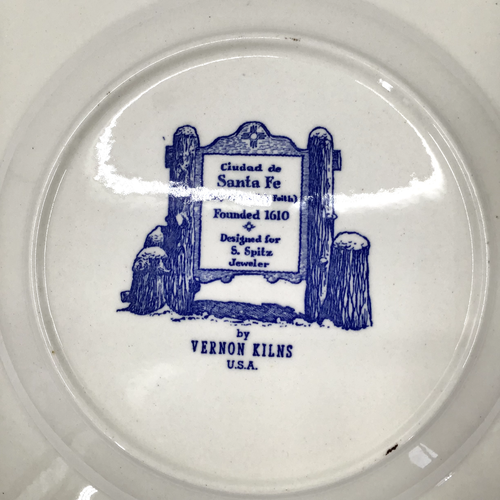Vintage MCM S. Spitz Jeweler Santa Fe Ceramic Plate Vernon Kilns Mid-Century - Picture 8 of 9