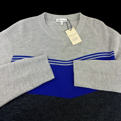 Peter Millar Crown 100% Merino Wool Colorblocked Crewneck Knit Sweater XL $228 - Picture 3 of 13