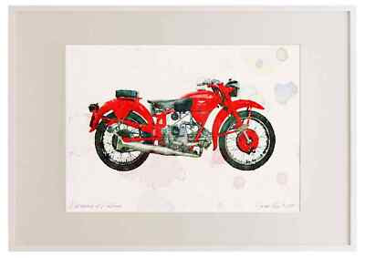 A3 Photo Frame MotoGuzzi Airone250 1939 Watercolour Print Ltd Edition