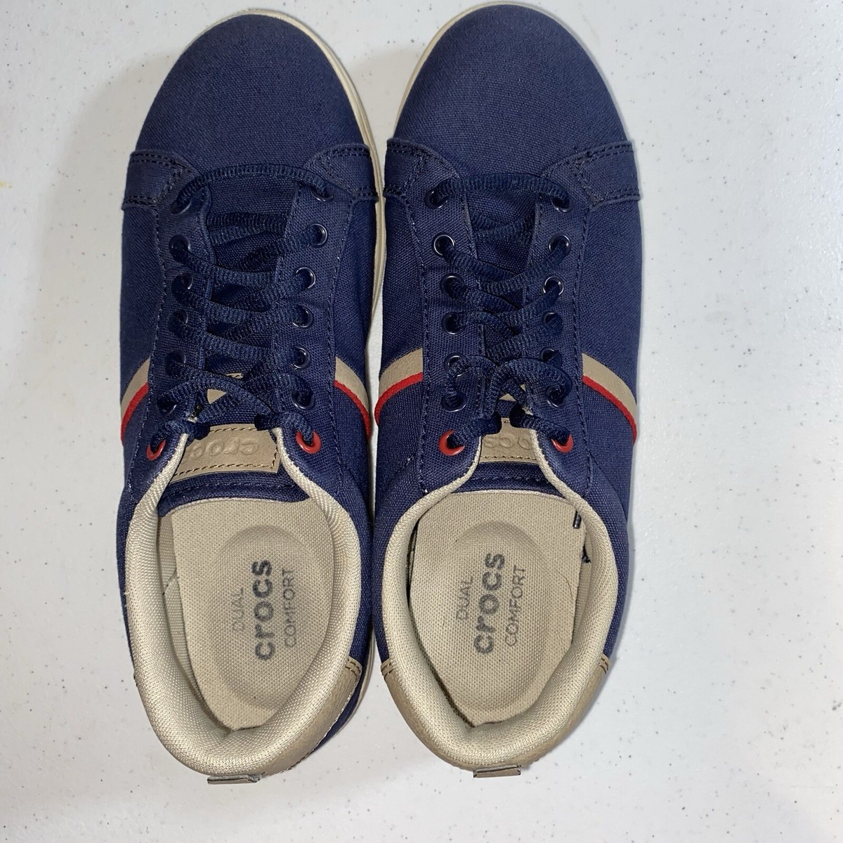 Crocs Mens Size 7 Torino Lace Up Tennis Shoe Sneaker Blue Khaki New Male Crocs Crocs CR209475-4GS Crocs On The Clock, Men main image 2
