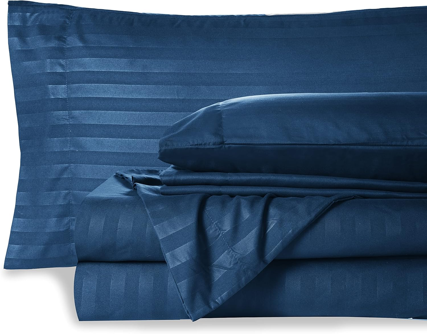 Queen Stripe Sheet Set - Luxury Hotel 1800 Premier Bedding Sheets & Pillowcases