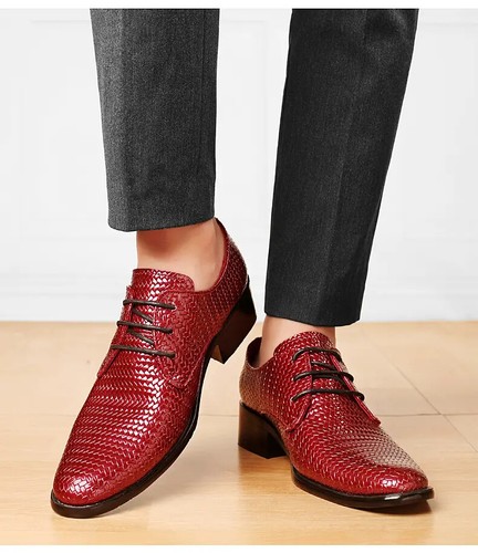 Business Men Shoes Men Dress Shoes Lace Up Leather Shoes Pointy Toe Party Shoes - 第 17/17 張圖片