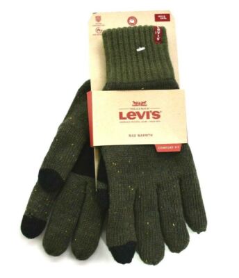 Levi's Max Warmth Comfort Fit Men's Heat Retention Easy Texting Knit Gloves 