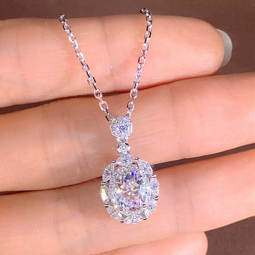 Elegante Collar Colgante Mujer Plata 925 Relleno Circonita Cúbica Boda Joyería - Imagen 2 de 5