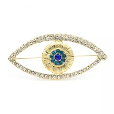ZARD Evil Eye Brooch Pin with Crystal Rhinestone Accent